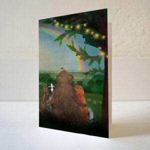 Dubbele kaart regenboog met envelop