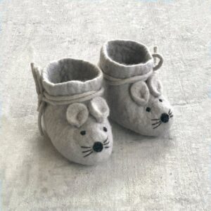 Babyslofjes van vilt - Muis grijs