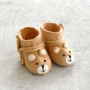 Babyslofjes van vilt - Beer lichtbruin