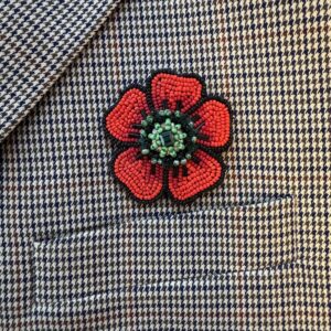 Broche met kraaltjes - Klaproos