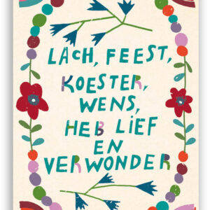 Kaart - Lach, feest, koester