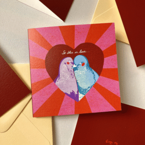 Kaart tortelduifjes met envelop