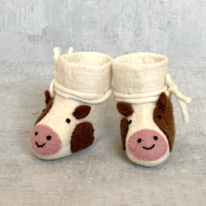 Babyslofjes van vilt - Koe
